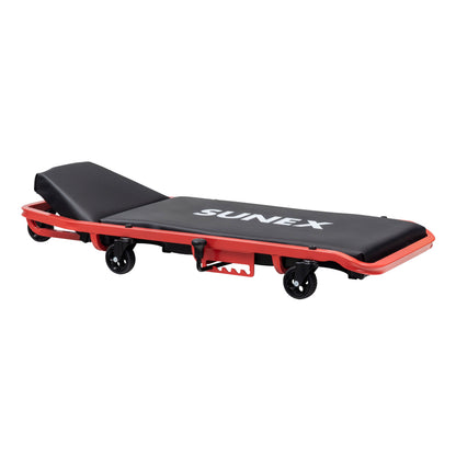 DELUXE CREEPER WITH ADJUSTABLE HEADREST - BLACK/RED
