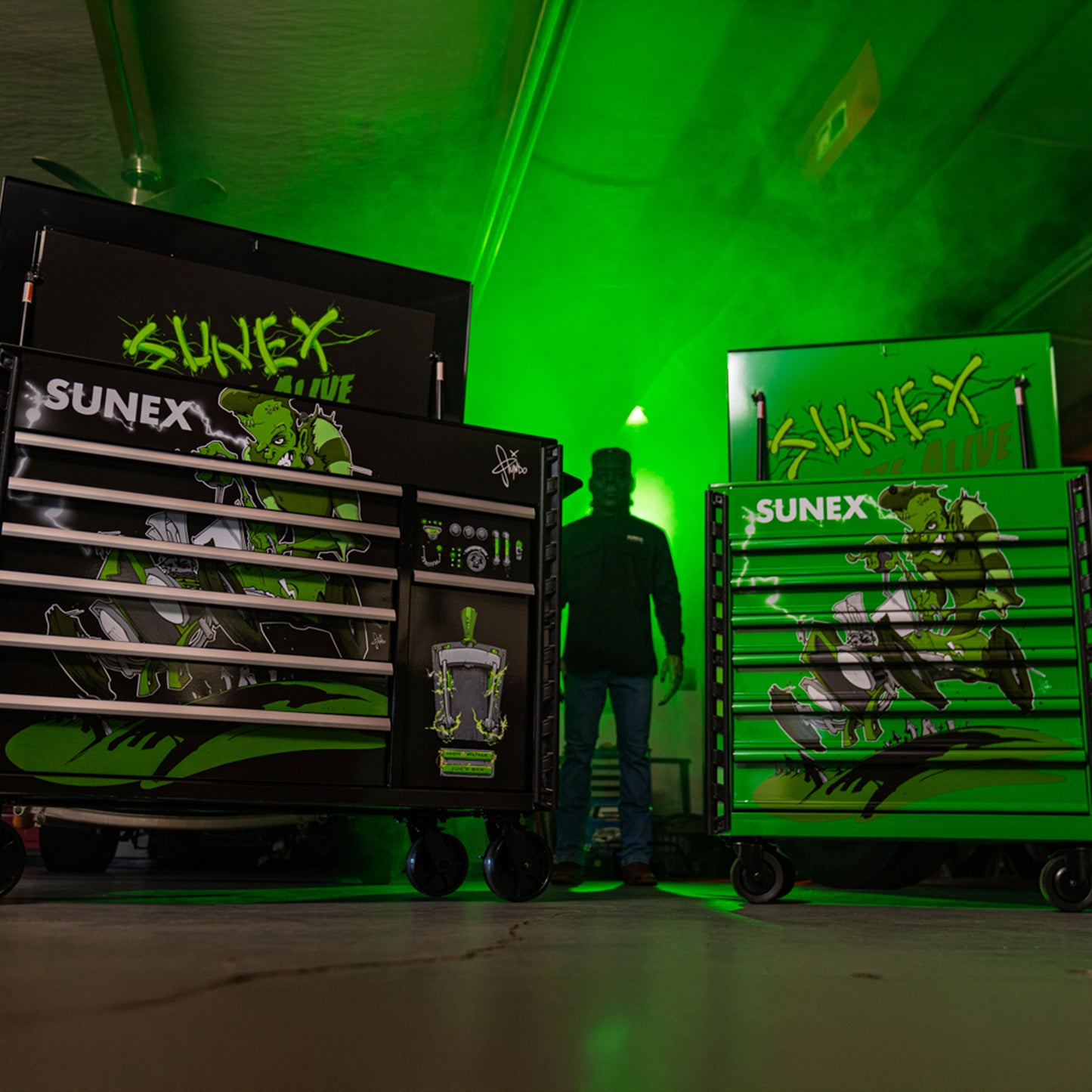 TONY SQUINDO “ITS ALIVE” PREMIUM FULL DRAWER SERVICE CART - LIME GREEN