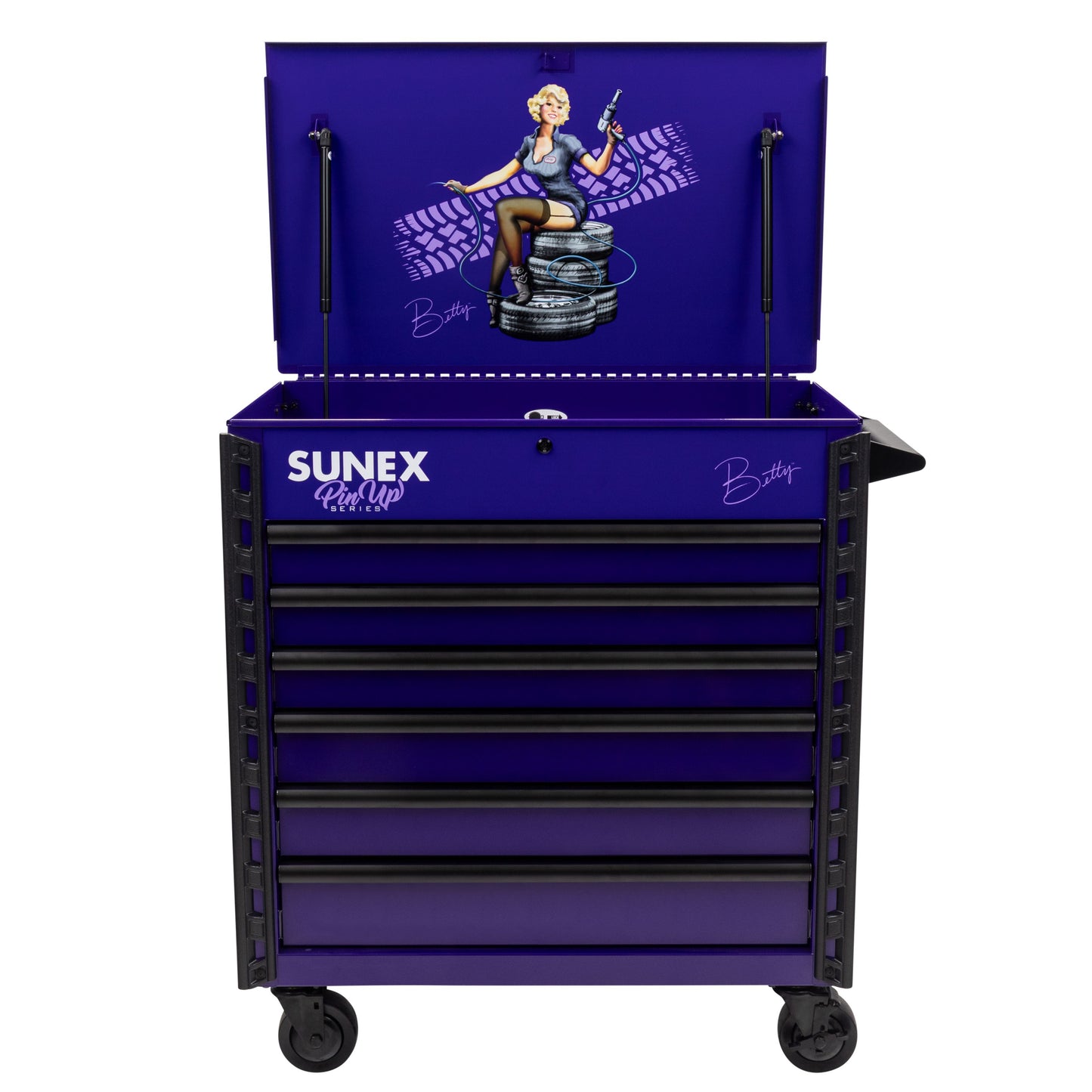 PIN-UP SERIES “BETTY” – 39" 6 DRAWER PREMIUM SERVICE CART – PIN-UP PLUM