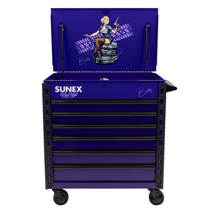 PIN-UP SERIES “BETTY” – 39" 6 DRAWER PREMIUM SERVICE CART – PIN-UP PLUM