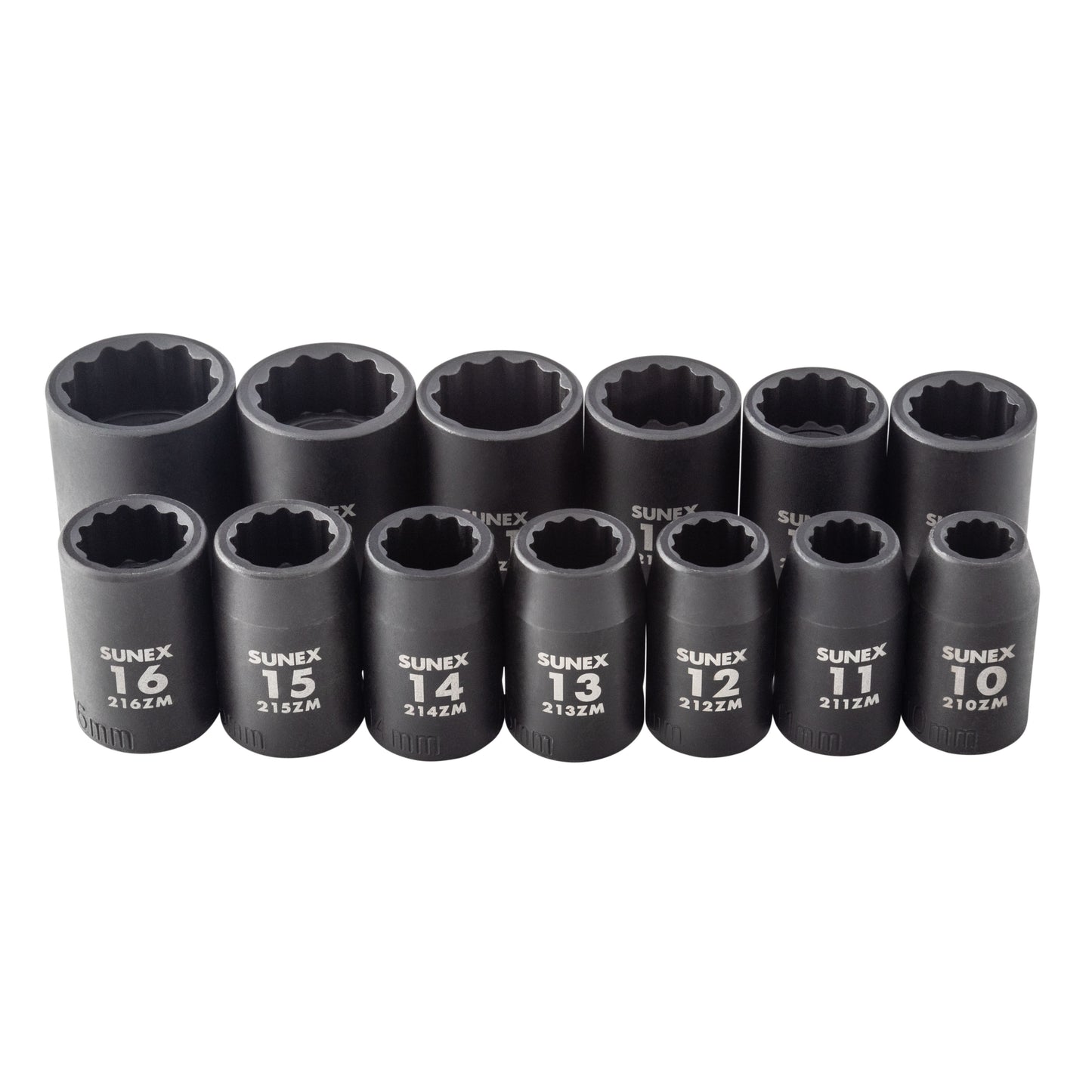 1/2" DRIVE METRIC 12 POINT IMPACT 13 PIECE SET SOCKET SET (RAIL)