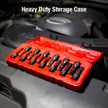 3/8" DRIVE SAE & METRIC 13-PIECE HEX IMPACT BIT SOCKET SET