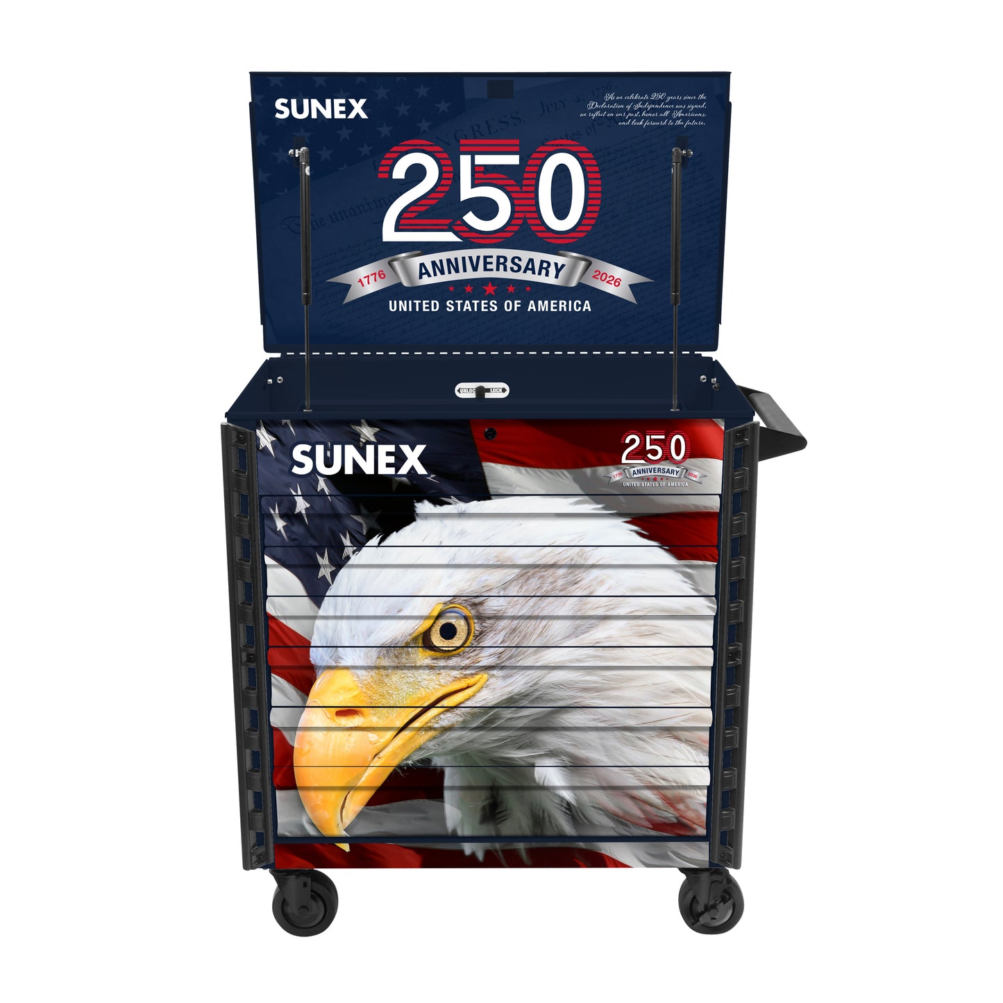 AMERICAN EAGLE 250th – 39" 6 DRAWER PREMIUM SERVICE CART – OLD GLORY BLUE