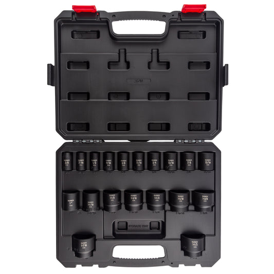 1/2" DRIVE SAE 6 POINT STANDARD 19-PIECE IMPACT SOCKET SET
