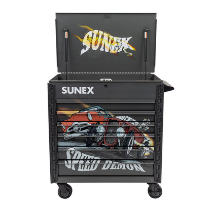 TONY SQUINDO – SPEED DEMON – 39" 6 DRAWER PREMIUM SERVICE CART – GRAY