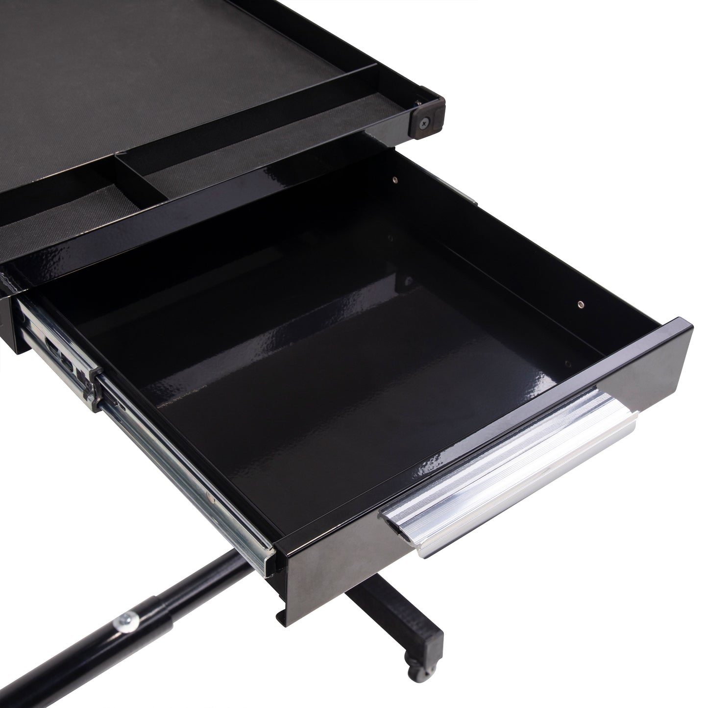 DELUXE ADJUSTABLE WORK TABLE WITH DRAWER - BLACK