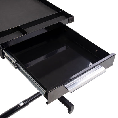 DELUXE ADJUSTABLE WORK TABLE WITH DRAWER - BLACK