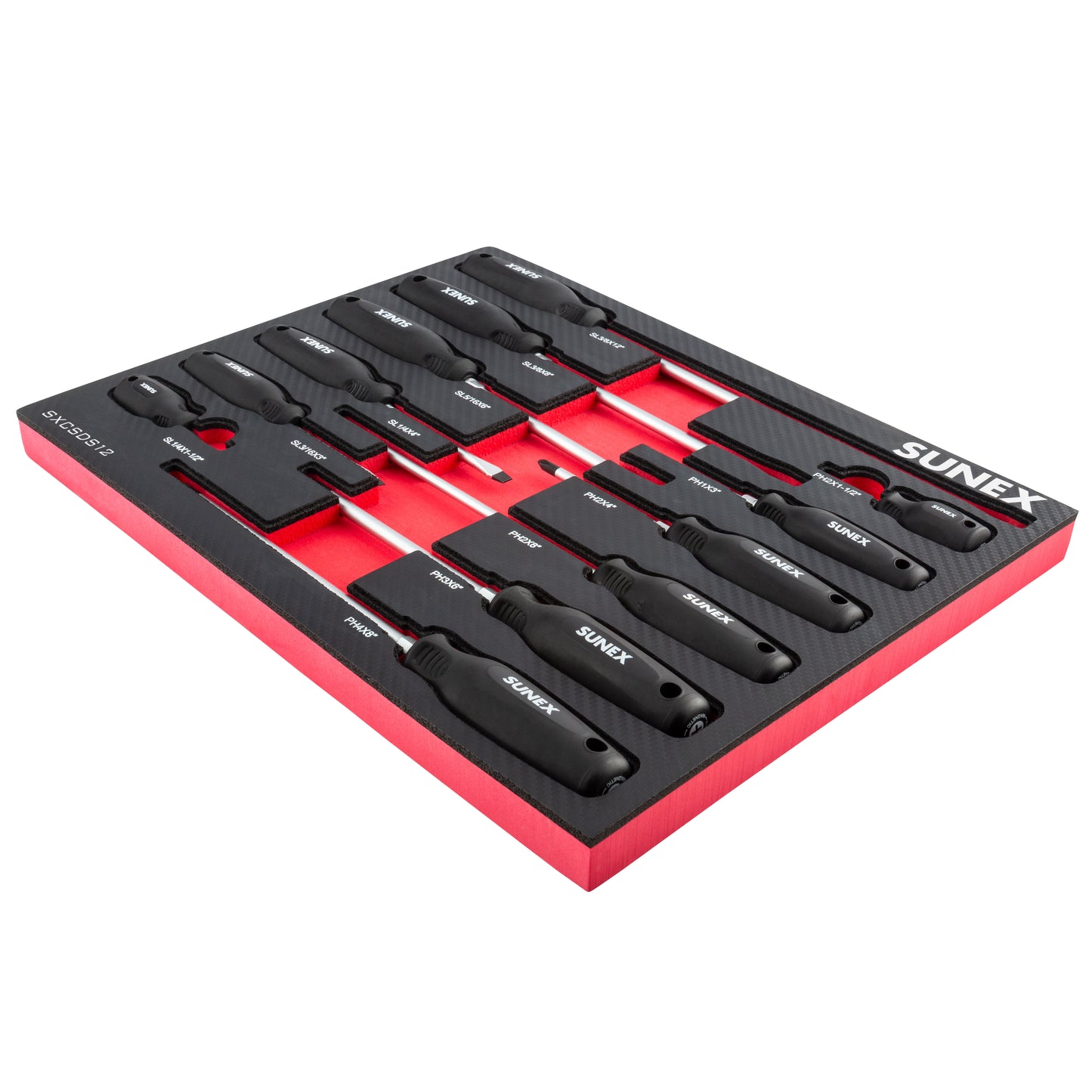 PHILLIPS® & SLOTTED MAGNETIC 12 PIECE SCREWDRIVER SET IN EVA FOAM