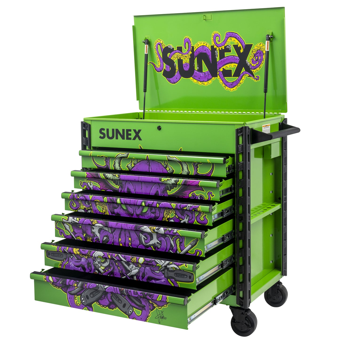 TONY SQUINDO – CTOOLU – 39" 6 DRAWER PREMIUM SERVICE CART – LIME GREEN
