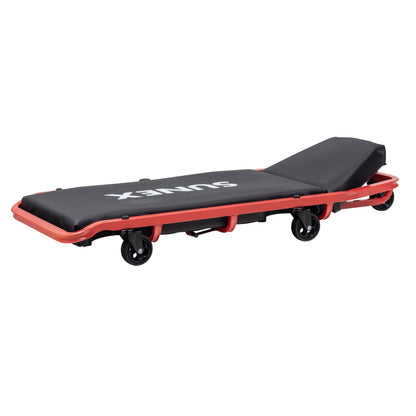 DELUXE CREEPER WITH ADJUSTABLE HEADREST - BLACK/RED
