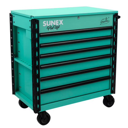 PIN-UP SERIES “GERTIE” – 39" 6 DRAWER PREMIUM SERVICE CART – ATOMIC ANGEL AQUA