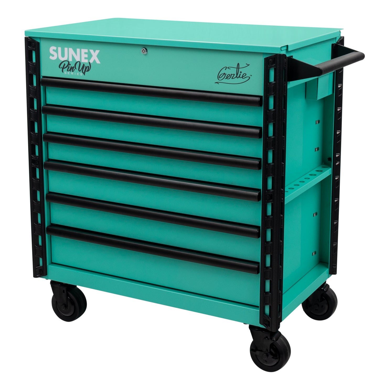 PIN-UP SERIES “GERTIE” – 39" 6 DRAWER PREMIUM SERVICE CART – ATOMIC ANGEL AQUA