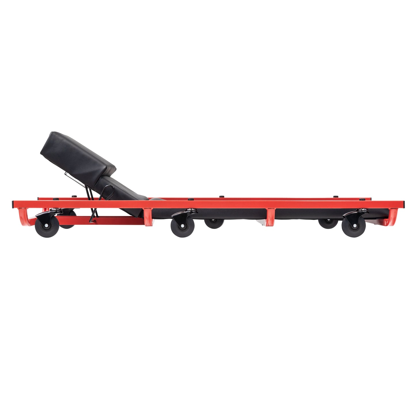 6 CASTER CREEPER WITH ADJUSTABLE HEADREST - BLACK/RED