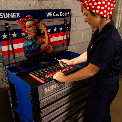 ROSIE THE RIVETER – 39" 6 DRAWER PREMIUM SERVICE CART – BLUE
