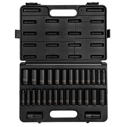 1/2" DRIVE SAE & METRIC 6 POINT DEEP 29-PIECE MASTER IMPACT SOCKET SET