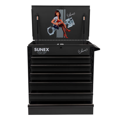 PIN-UP SERIES “ELEANOR” – 39" 6 DRAWER PREMIUM SERVICE CART – SIREN SMOKE