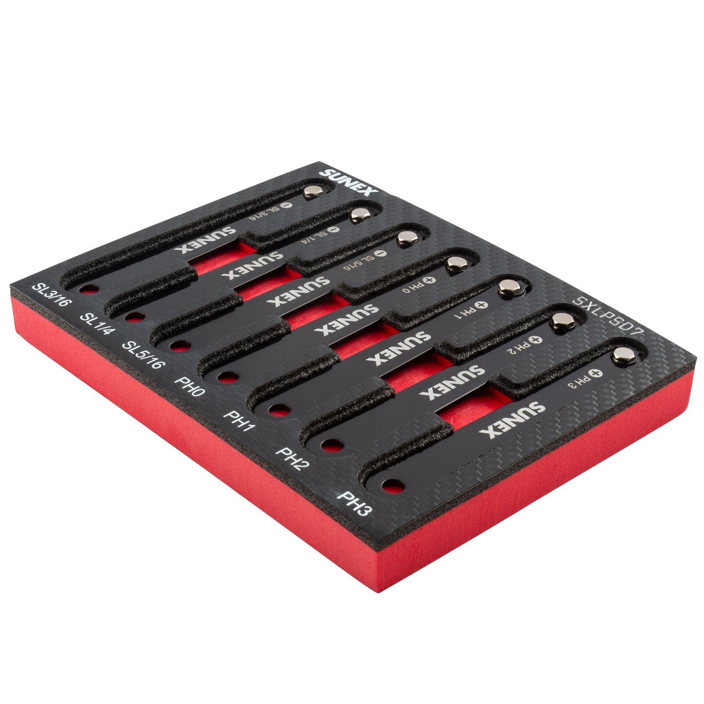 LOW PROFILE DIAMOND COATED PHILLIPS® & SLOTTED 7 PIECE SCREWDRIVER SET IN EVA FOAM