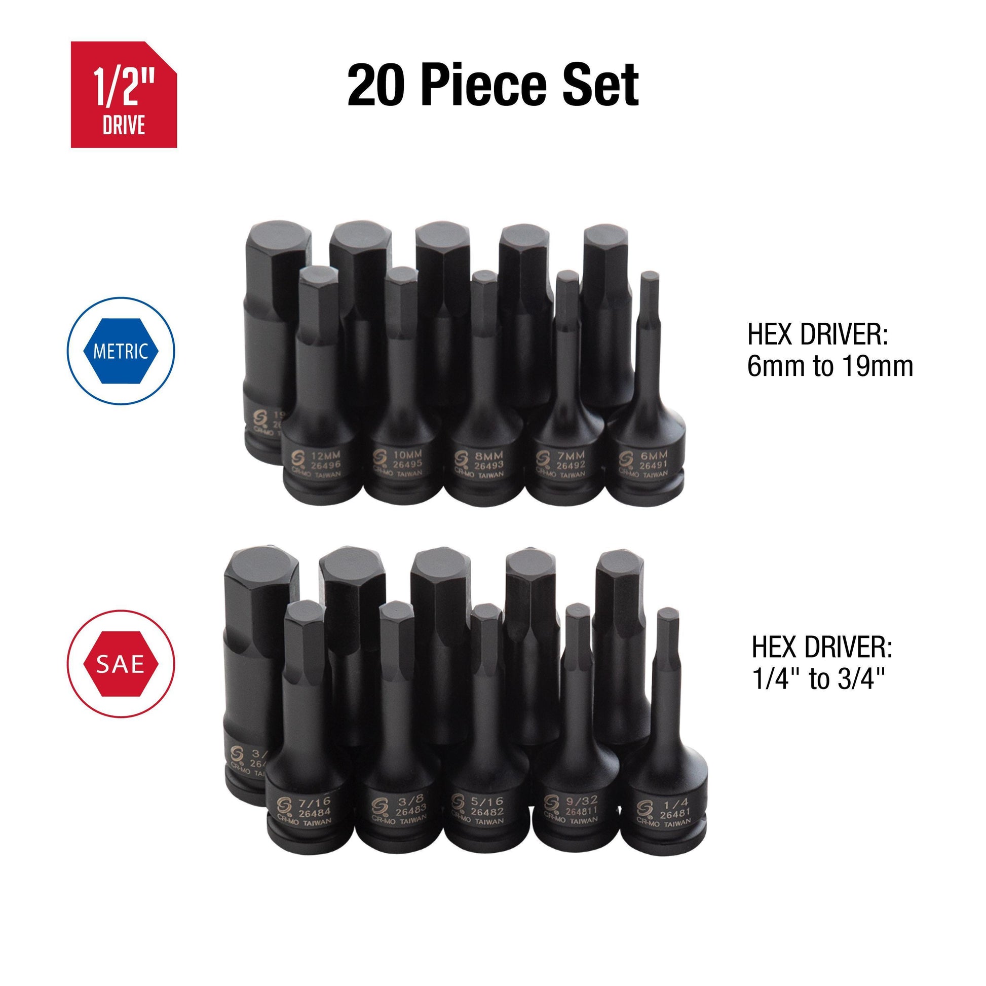 Aiourx 1/2 Zoll Drive Master Impact Sechskant Bit Steckschlüssel Set Aiourx 1/2 Zoll Drive Master Impact Sechskant Bit Steckschlüssel Set