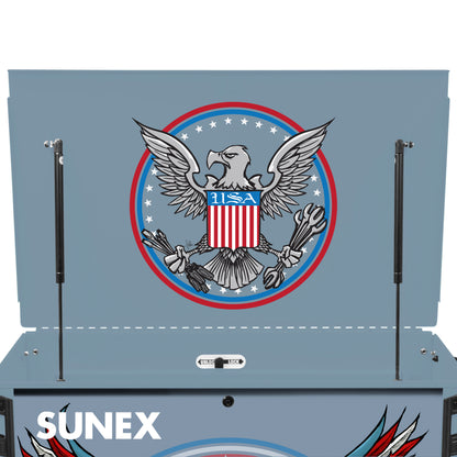 TONY SQUINDO – EAGLE OF THE REPUBLIC OF REPAIR – 39" 6 DRAWER PREMIUM SERVICE CART – BLUE STEEL