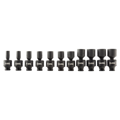 1/4" DRIVE METRIC 12 POINT MAGNETIC UNIVERSAL 11-PIECE IMPACT SOCKET SET