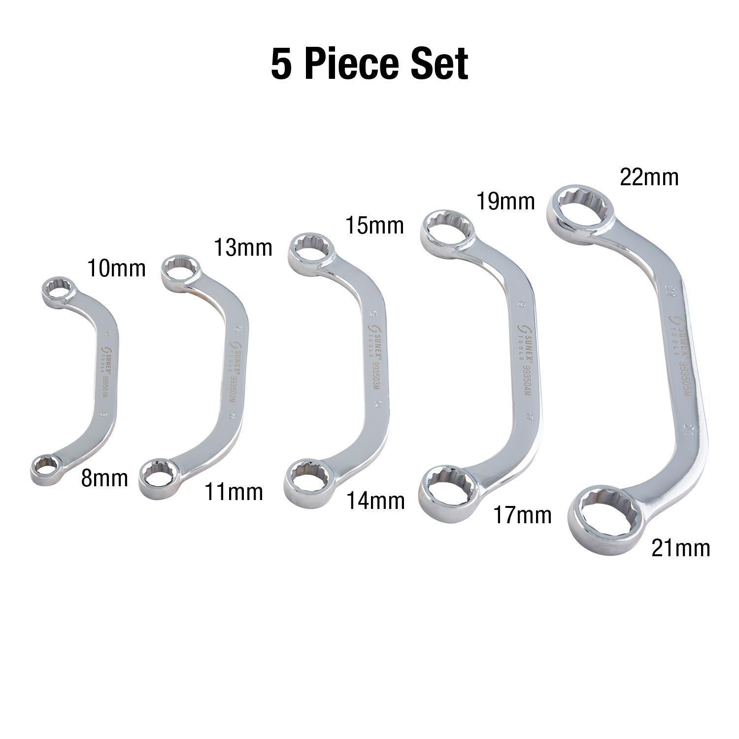 5PC METRIC FULL POLISH HALF MOON BOX WRENCH SET – SUNEX Tools