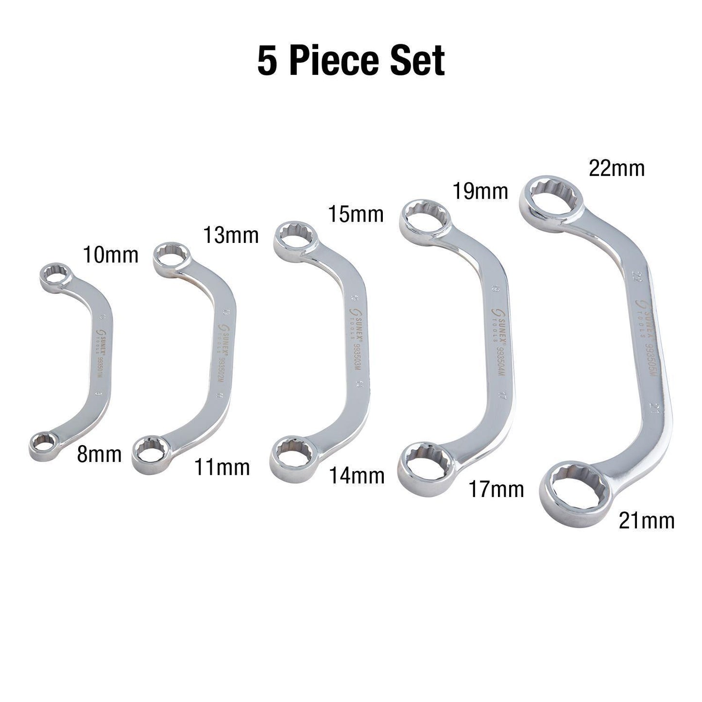 5PC METRIC FULL POLISH HALF MOON BOX WRENCH SET