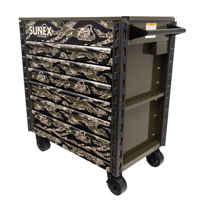 SHADOW TIGER CAMOUFLAGE – 39" 6 DRAWER PREMIUM SERVICE CART – OLIVE DRAB GREEN