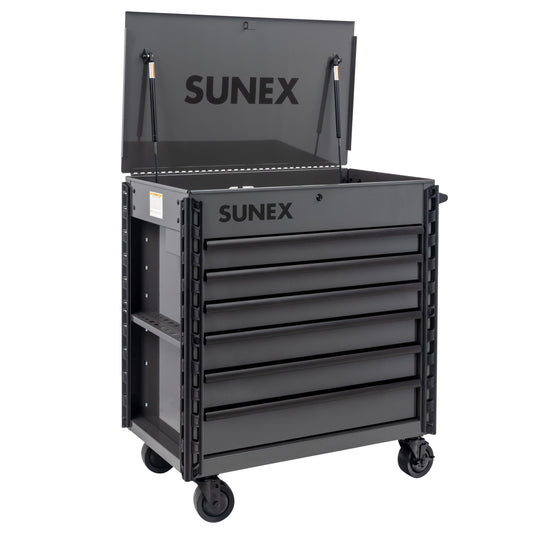39" 6 DRAWER PREMIUM SERVICE CART – GRAY
