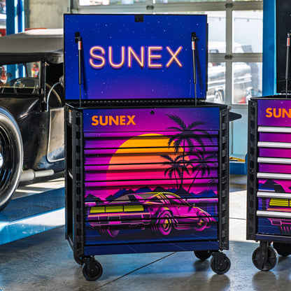 RETRO DESIGNED BLACK PREMIUM FULL DRAWER SERVICE CART - BLACK