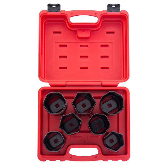 1/2" DRIVE SAE & METRIC WHEEL BEARING LOCKNUT 7-PIECE SOCKET SET