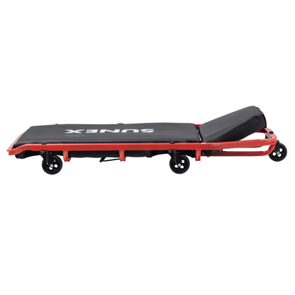 DELUXE CREEPER WITH ADJUSTABLE HEADREST - BLACK/RED