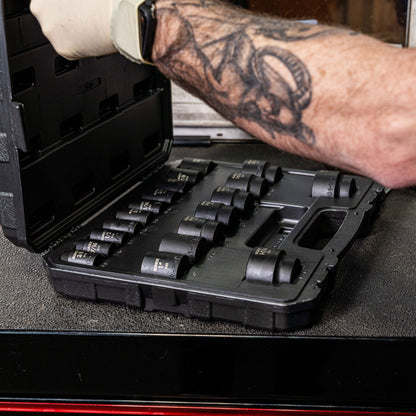 1/2" DRIVE SAE 6 POINT STANDARD 19-PIECE IMPACT SOCKET SET