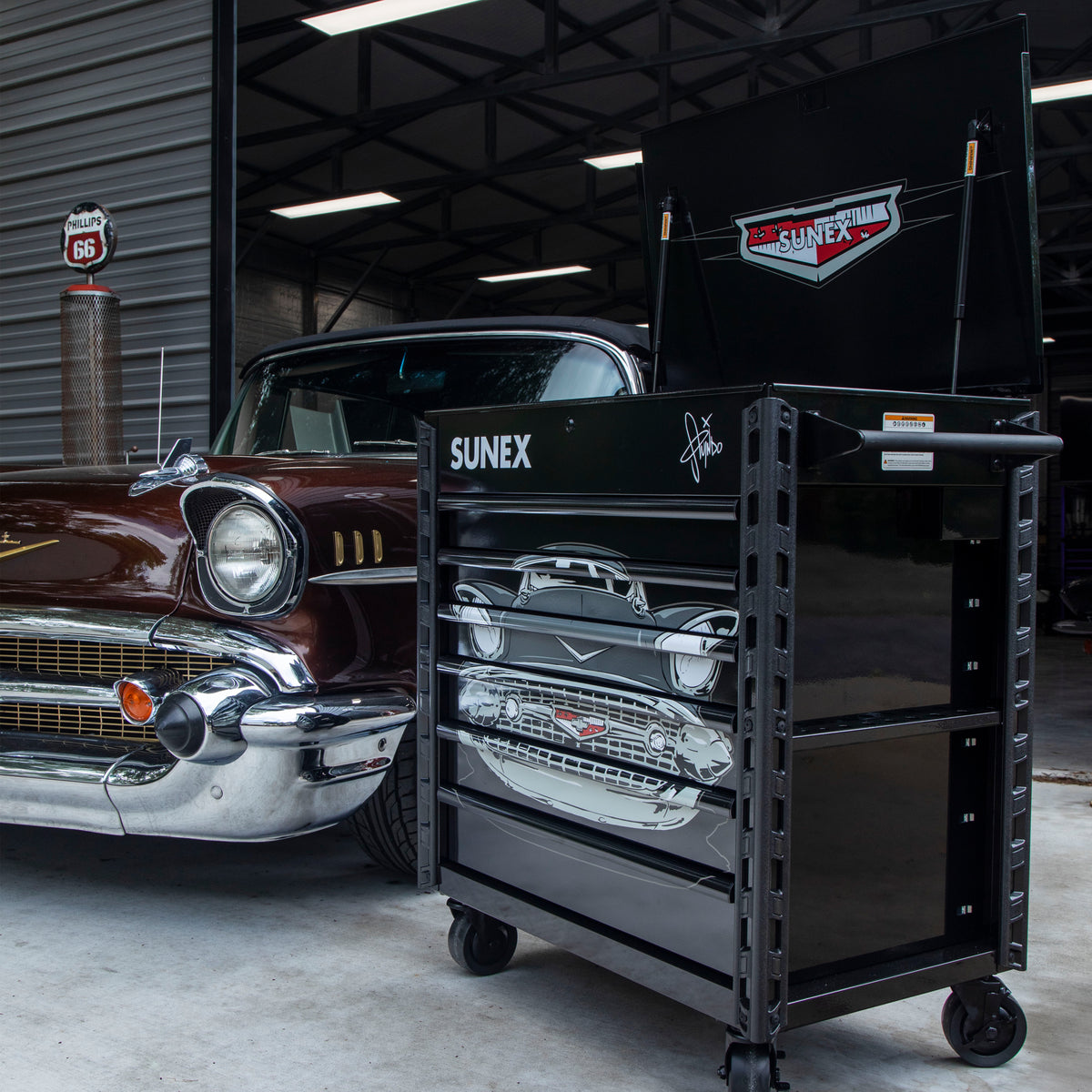 TONY SQUINDO - '57 CHEVY - 39" 6 DRAWER PREMIUM SERVICE CART - BLACK