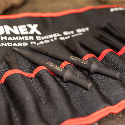 AIR HAMMER CHISEL STANDARD 10 PIECE SET IN PORTABLE TOOL ROLL