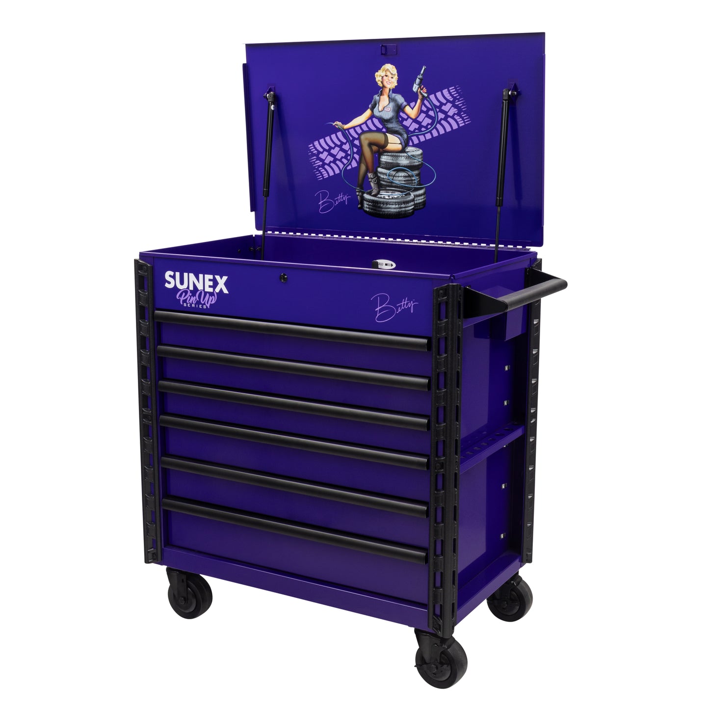 PIN-UP SERIES “BETTY” – 39" 6 DRAWER PREMIUM SERVICE CART – PIN-UP PLUM