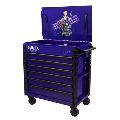PIN-UP SERIES “BETTY” – 39" 6 DRAWER PREMIUM SERVICE CART – PIN-UP PLUM
