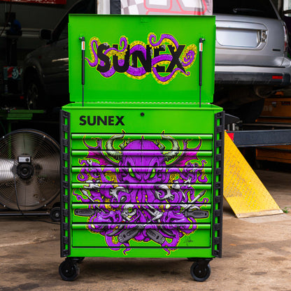 TONY SQUINDO – CTOOLU – 39" 6 DRAWER PREMIUM SERVICE CART – LIME GREEN