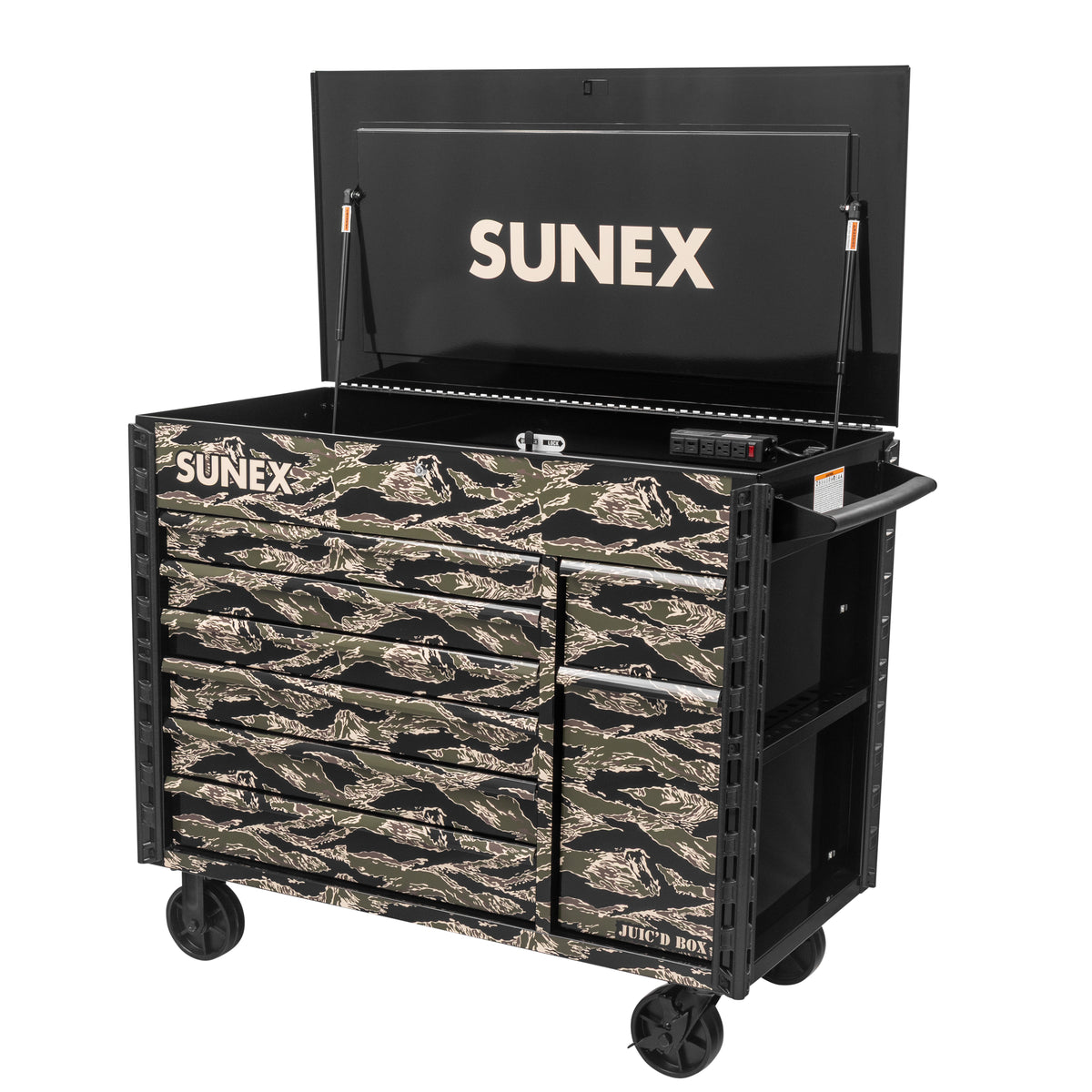 SHADOW TIGER CAMOUFLAGE - JUIC’D BOX 50" 7 DRAWER POWERED CART – BLACK