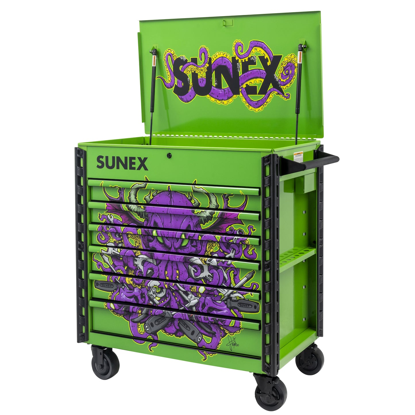 TONY SQUINDO – CTOOLU – 39" 6 DRAWER PREMIUM SERVICE CART – LIME GREEN