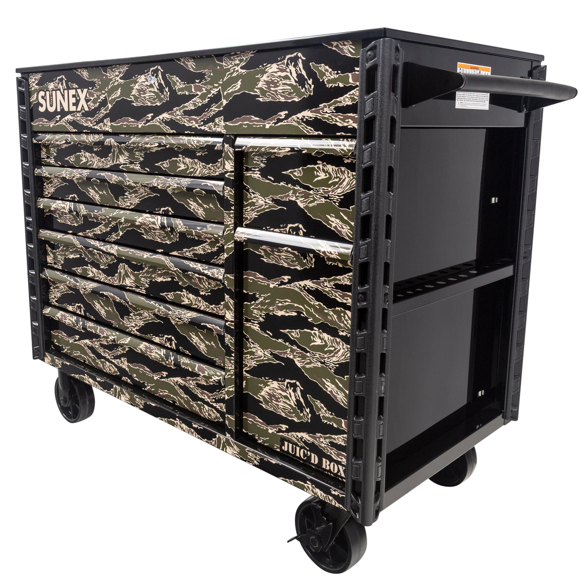 SHADOW TIGER CAMOUFLAGE - JUIC’D BOX 50" 7 DRAWER POWERED CART – BLACK