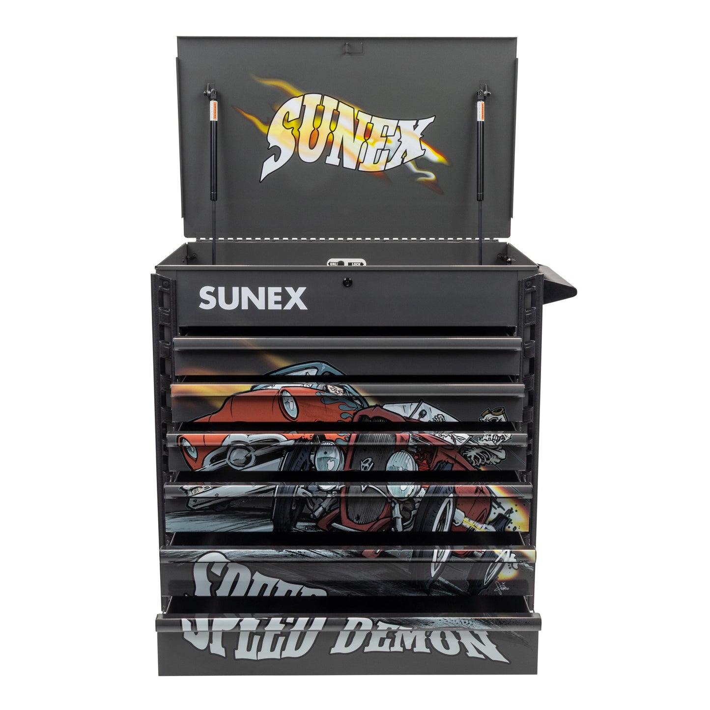 TONY SQUINDO – SPEED DEMON – 39" 6 DRAWER PREMIUM SERVICE CART – GRAY