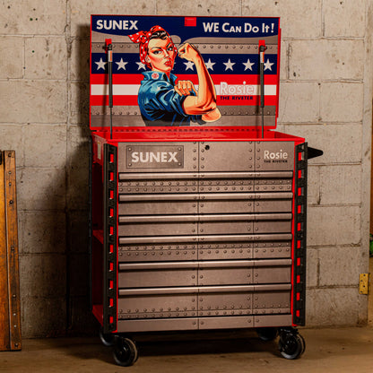 ROSIE THE RIVETER - 39" 6 DRAWER PREMIUM SERVICE CART - RED