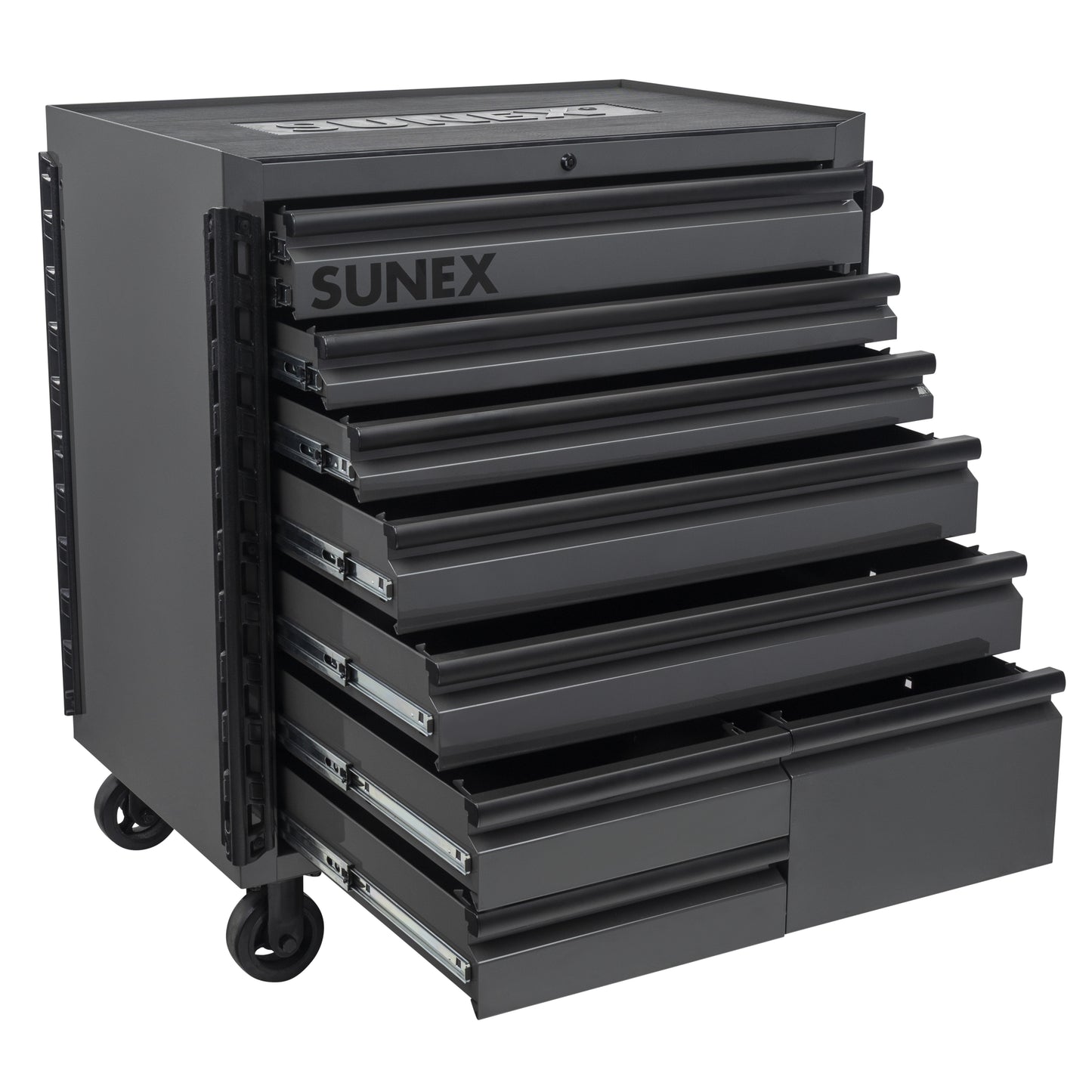 41" 8 DRAWER PREMIUM SERVICE CART WITH FLAT WORK SURFACE TOP – GRAY