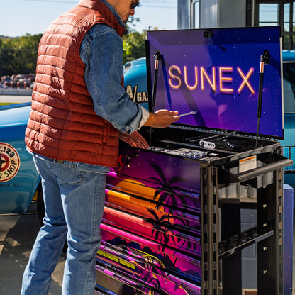 RETRO DESIGNED BLACK PREMIUM FULL DRAWER SERVICE CART - BLACK