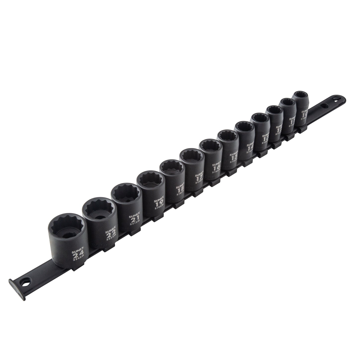 1/2" DRIVE METRIC 12 POINT IMPACT 13 PIECE SET SOCKET SET (RAIL)