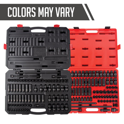 3/8" DRIVE SAE & METRIC 6 POINT STANDARD & DEEP WITH UNIVERSAL SOCKETS , STAR & EXTERNAL STAR BIT 80-PIECE MASTER IMPACT SOCKET SET