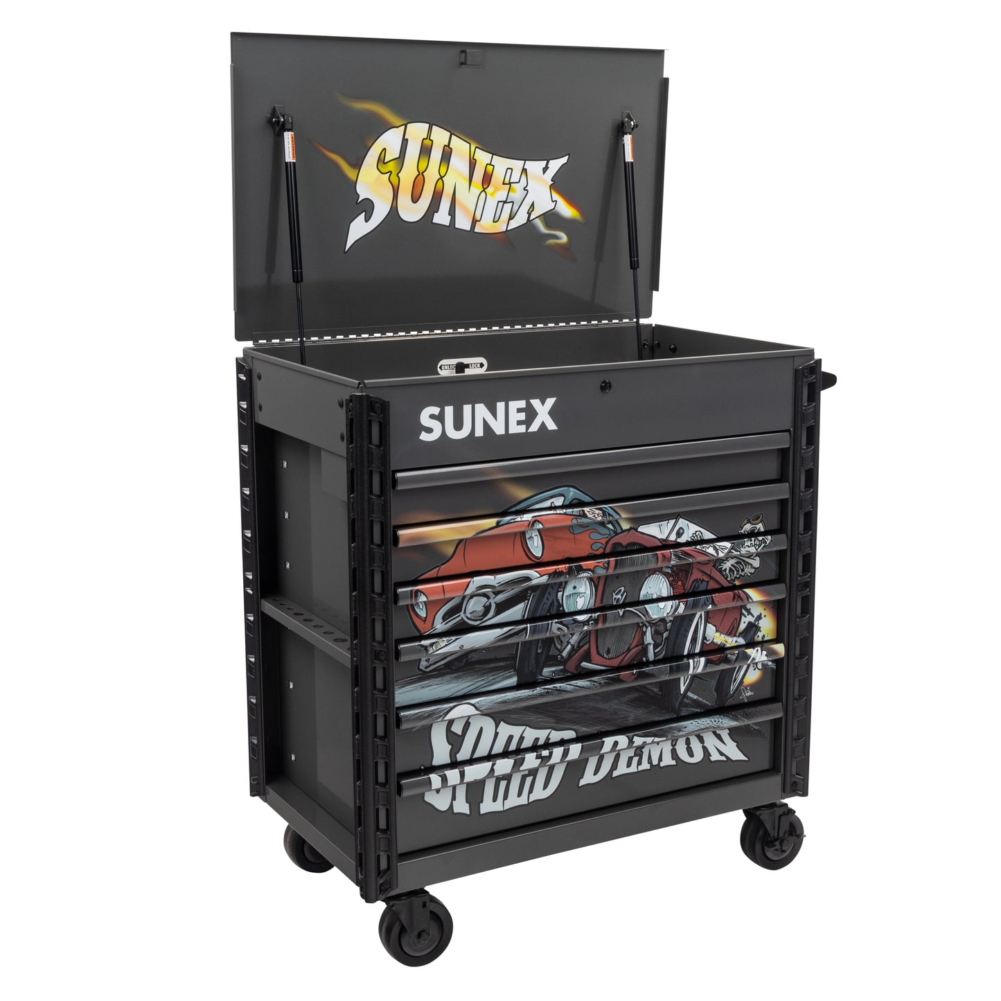 TONY SQUINDO – SPEED DEMON – 39" 6 DRAWER PREMIUM SERVICE CART – GRAY