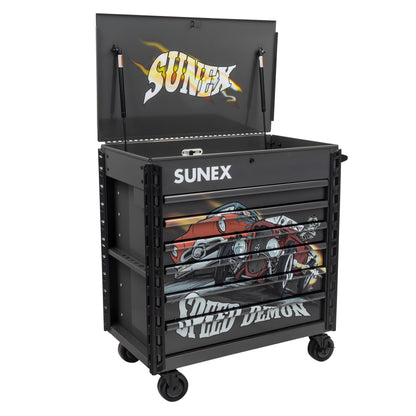 TONY SQUINDO – SPEED DEMON – 39" 6 DRAWER PREMIUM SERVICE CART – GRAY