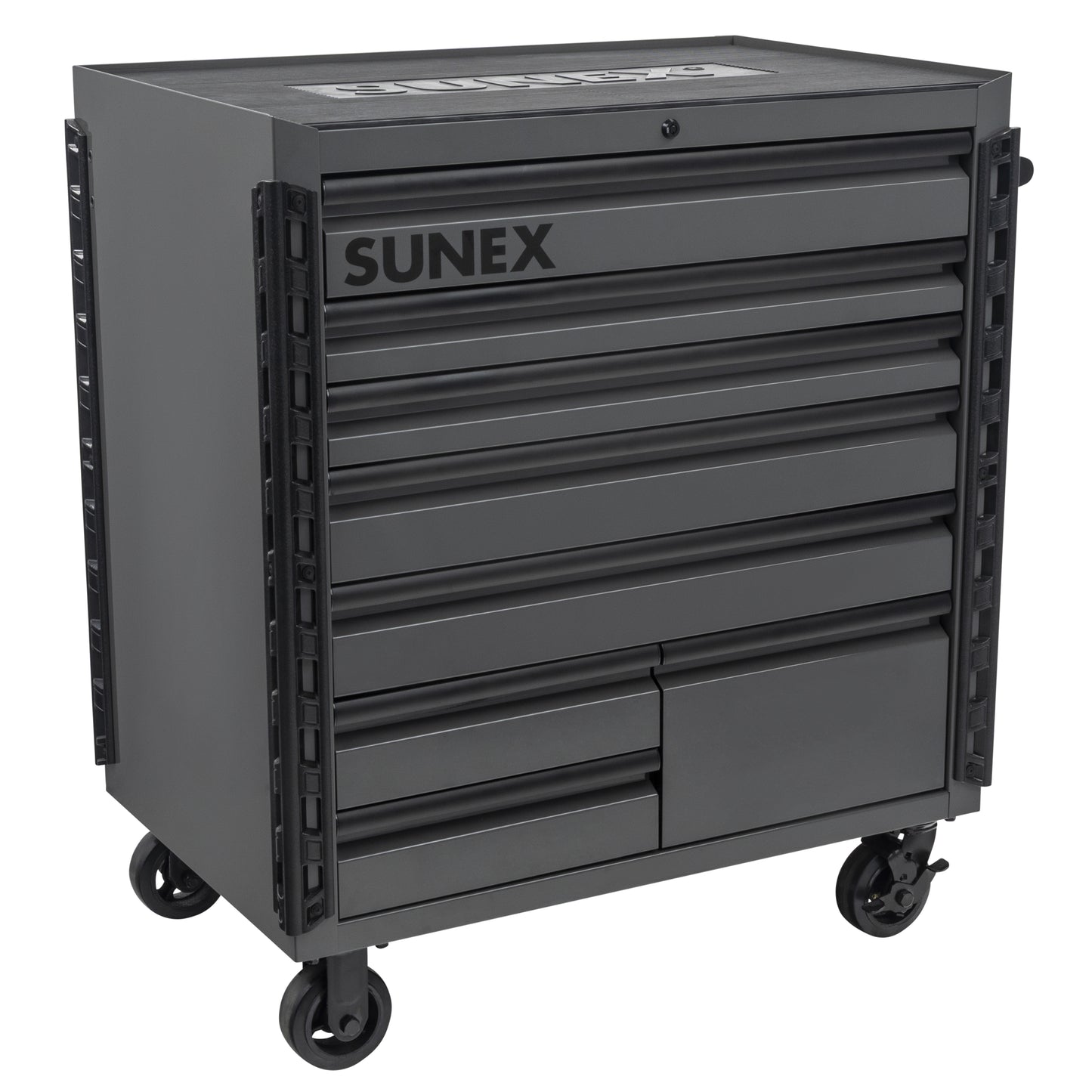 41" 8 DRAWER PREMIUM SERVICE CART WITH FLAT WORK SURFACE TOP – GRAY