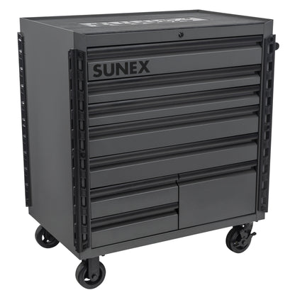 41" 8 DRAWER PREMIUM SERVICE CART WITH FLAT WORK SURFACE TOP – GRAY